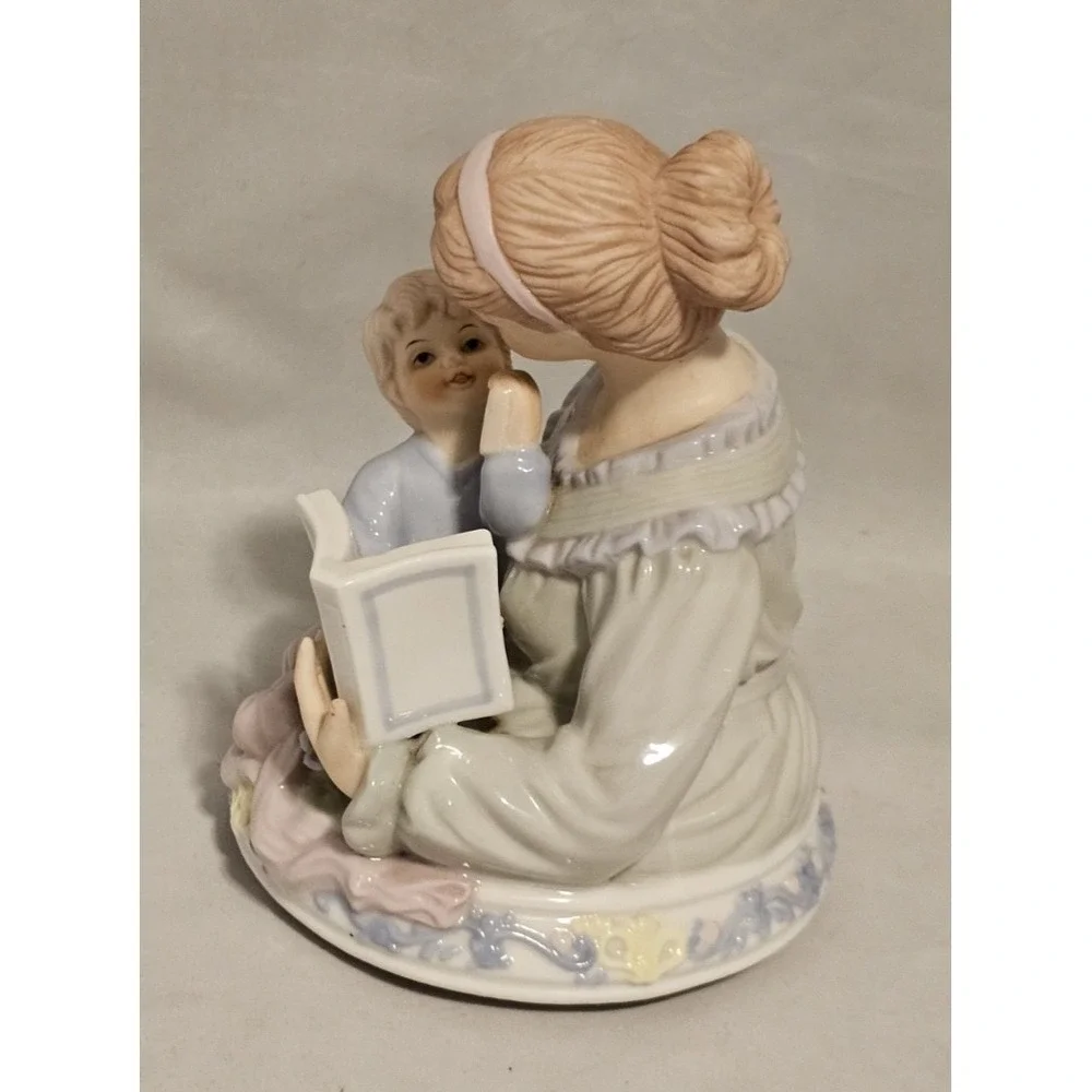 Musical Figurine Plays Brahms Waltz Wind Up Mother Reading To Baby Gift